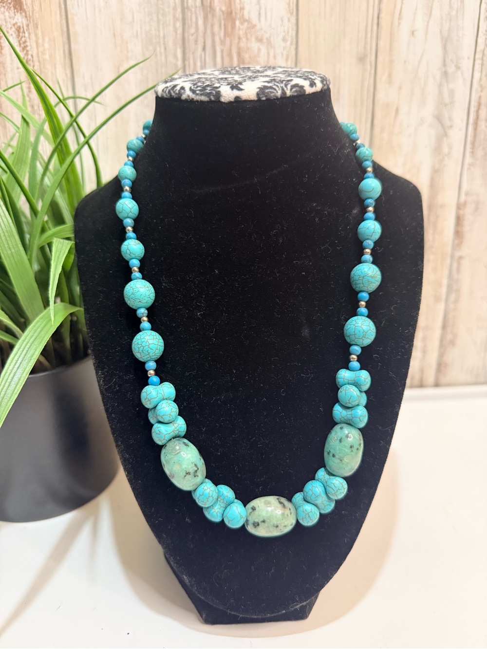 Vintage Turquoise Bead Statement Necklace - Unbranded